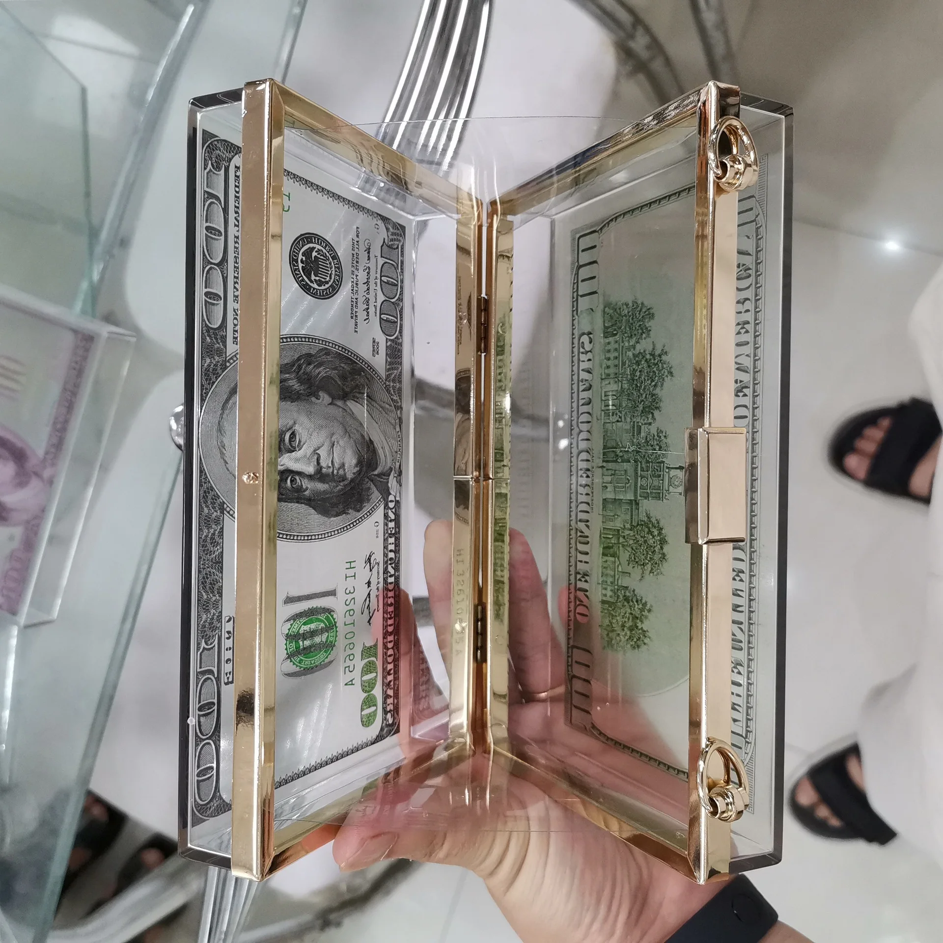 

2020 Transparent Acrylic Dollar Design Women Box Clutch Bag Small Crossbody Flaps for Female Dollar Money Purses and Handbags