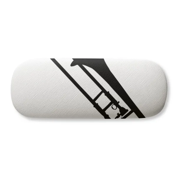 

Trombone Classical Music Instrument Pattern Glasses Case Eyeglasses Clam Shell Holder Storage Box