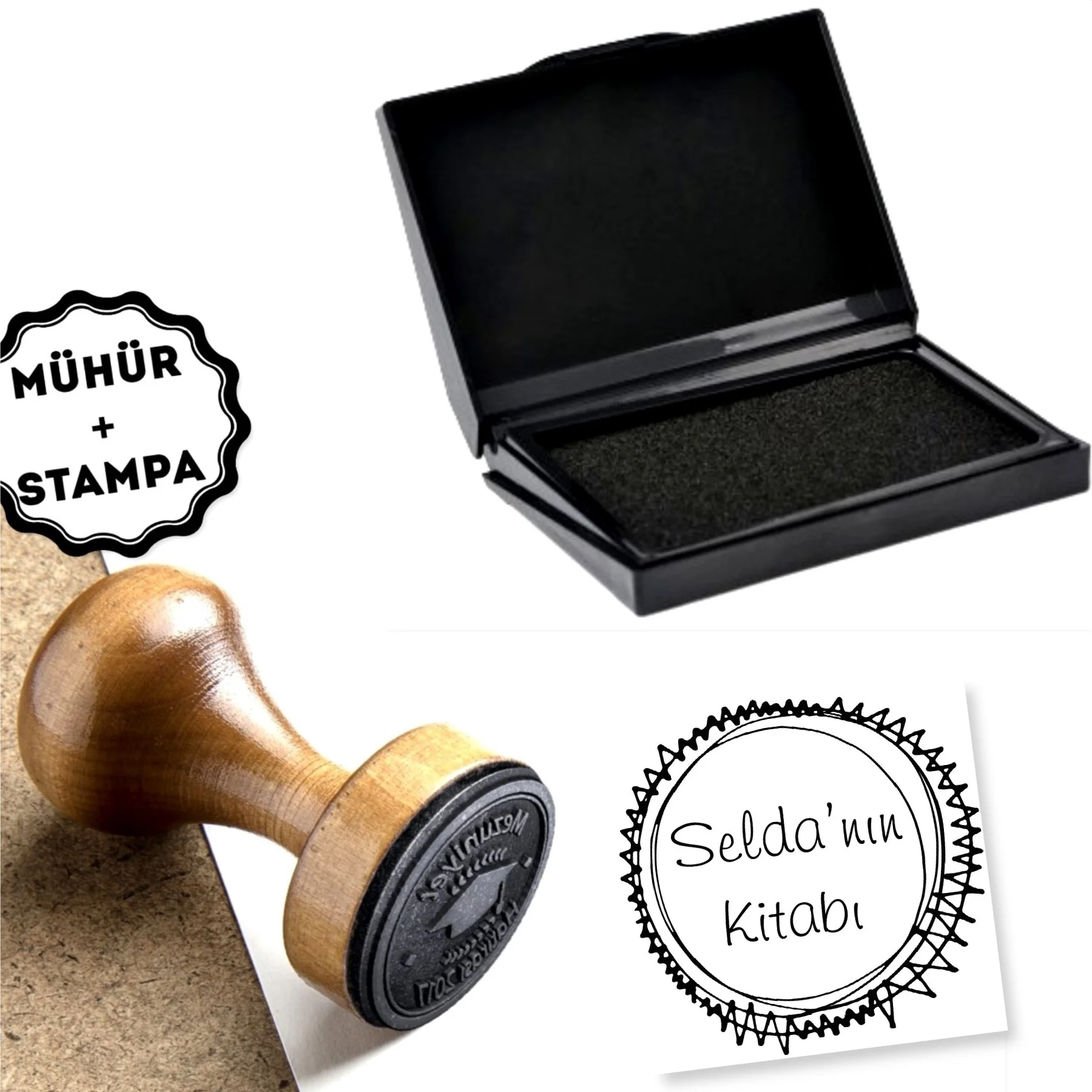 

Personalized Name Written Wood Book Seal-A853