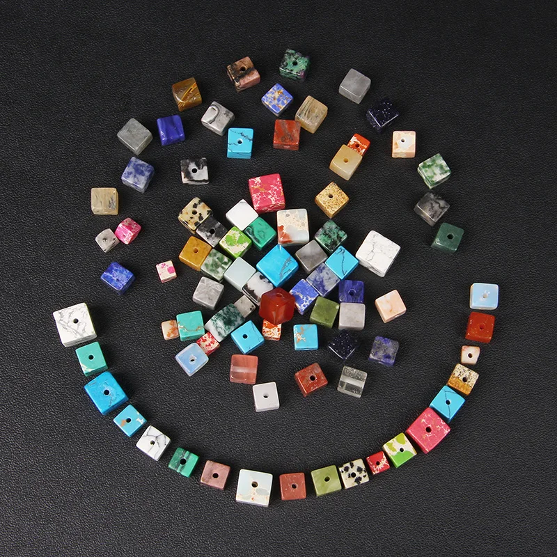 Новое поступление 4/6/8 мм натуральные Квадратные бусины кубик нефрит кварц жаберы