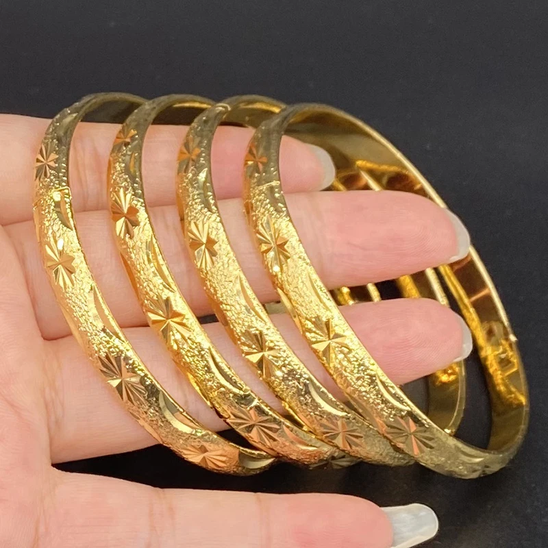 8mm Israel Bangles for Women Europe Indian Bracelets 24k Gold Ethiopian Middle East Wedding Jewelry Arabia African Hand Gifts | Украшения и