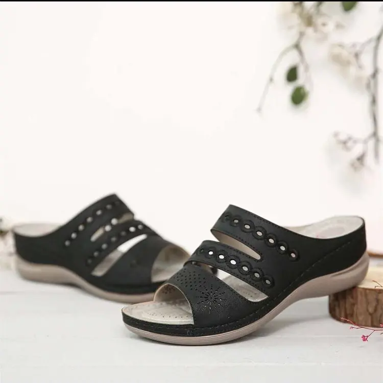 

Popular 2021 new muffin with one line embroidery light hollow breathable large size women's sandal