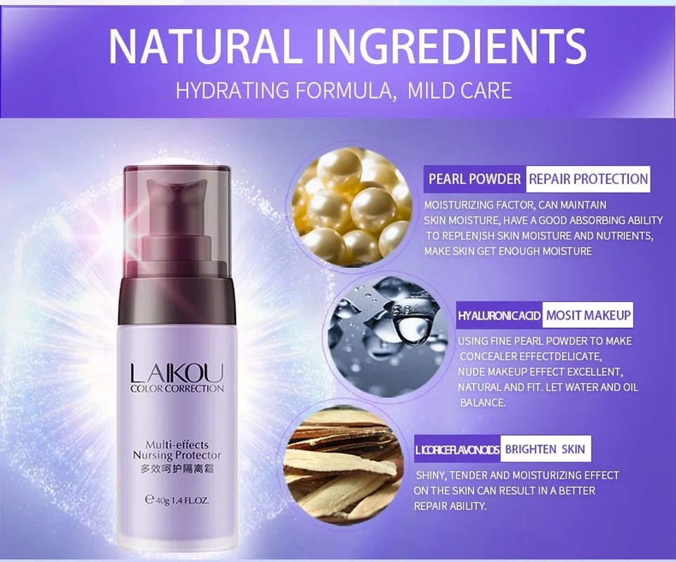 

Face Smooth Primer Make up Concealer Base Pores Invisible Brighten Dull Skin Color Whitening Cream Wrinkle Cover Makeup