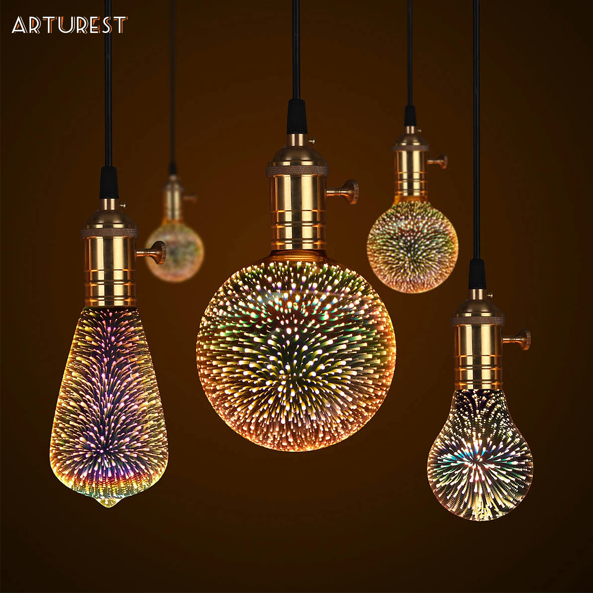 

3D Decoration Led Bulb E27 240v Retro Light Bulb A60 ST64 G80 G95 G125 Holiday Lights Christmas Firework Novelty Lights Lamp