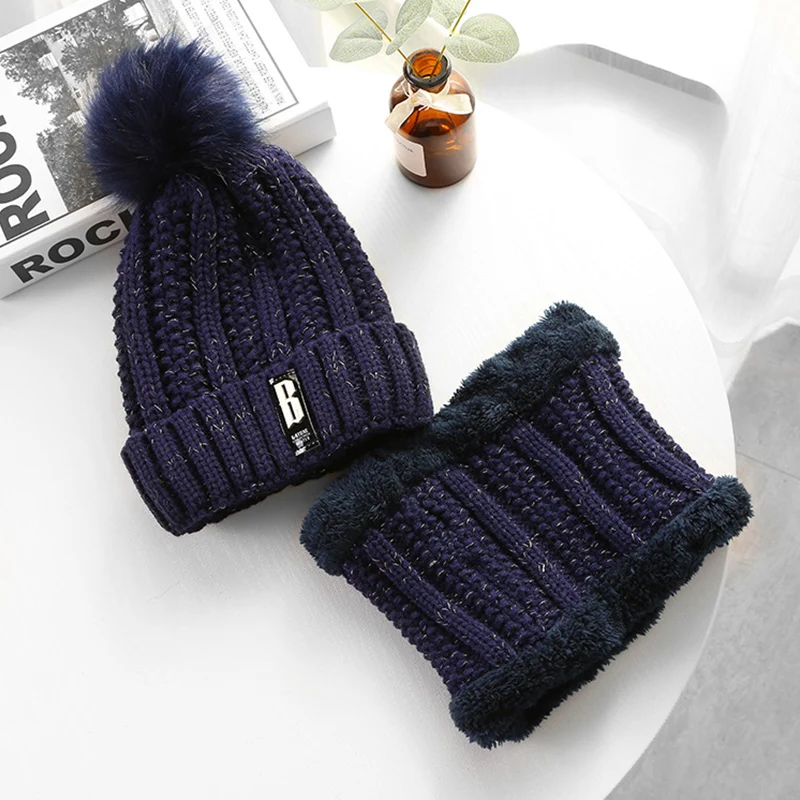 Женская вязаная шапка шарф s теплые зимние головные уборы для мужчин и женщин