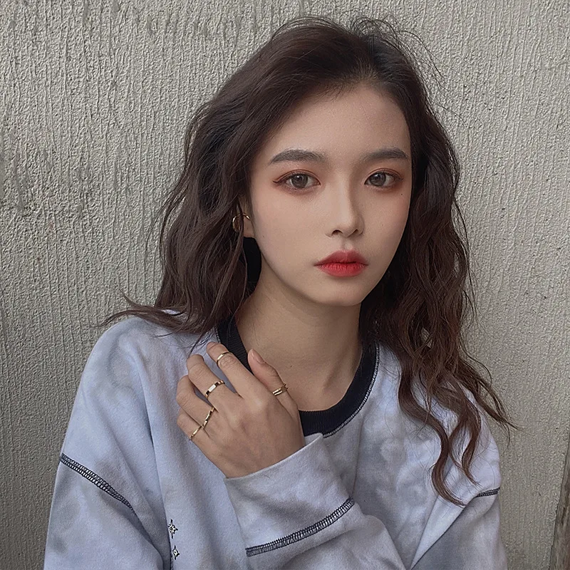 

8pcs Fashion Punk joint Ring Set Geometric Twist Minimalist Jewelry Metal circular gold ring for women Street dance Accessories