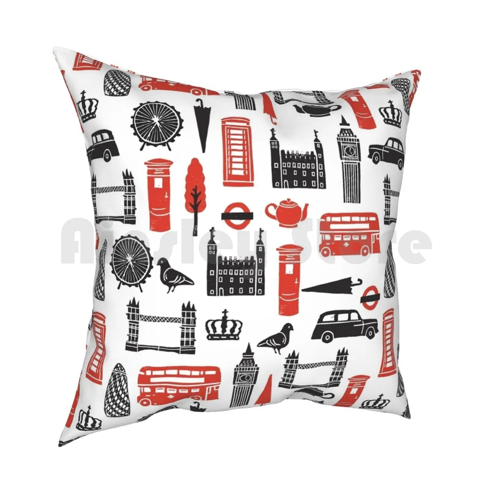 Чехол с изображением лондонских блоков-черно-красная Подушка Андреа Лорен