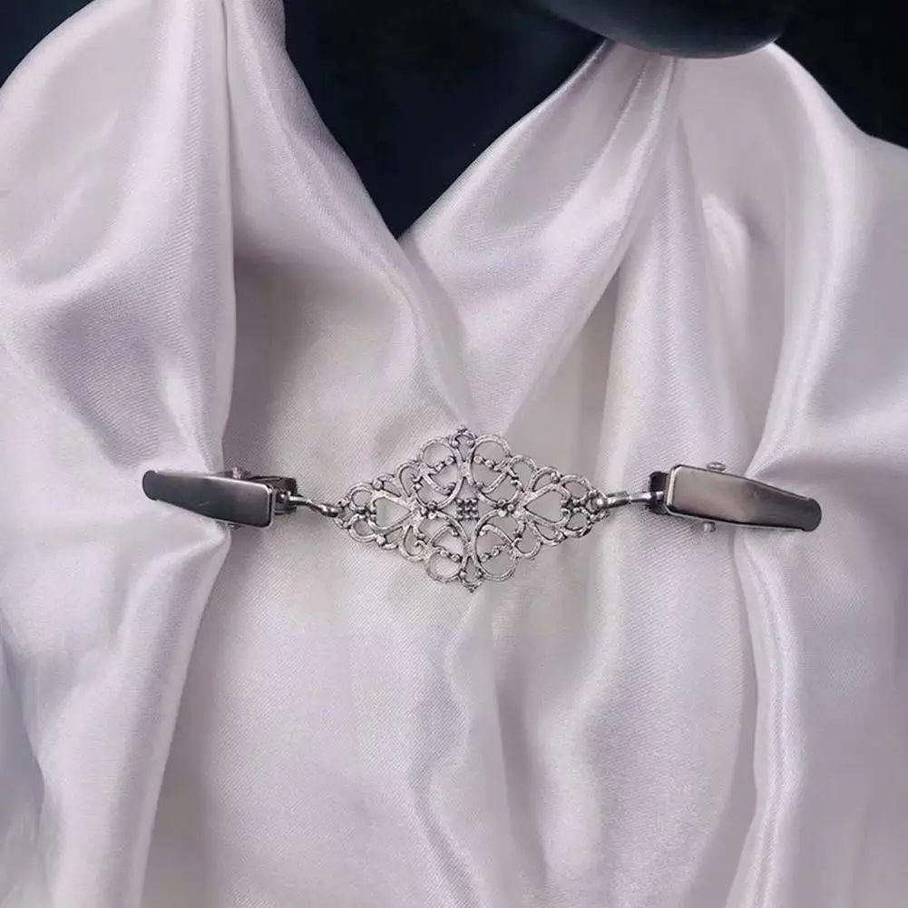 

Collar Clip Silk Scarf Cardigan Button Sweater Clip Clothing Shirt Clip Cardigan Women's Retro Brooch Clip Accessories Coll K1w2