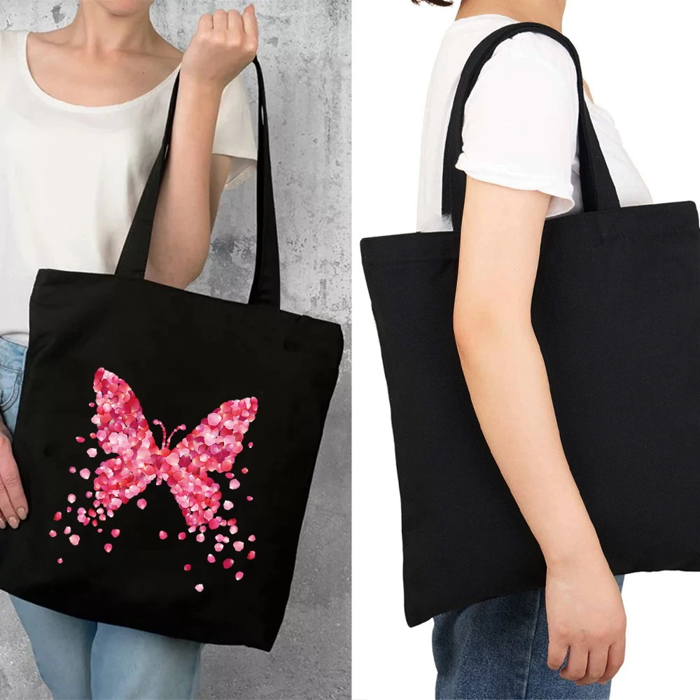 

Women's Canvas Shopping Bags Shoulder Shopper Bag Environmental Large Capacity Wild Storage Handbag Reusable Eco Grocery Tote