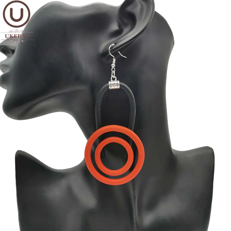 

UKEBAY New Big Drop Earrings For Women Fashion Gothic Statement Earrings Handmade Rubber Jewelry Red And Black Earring Jewellery