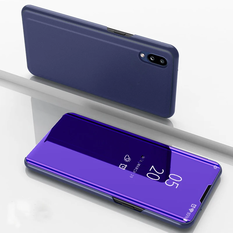 Умный зеркальный чехол для samsung Galaxy A50, чехол для телефона s A40, A60, A70, A80, A90, роскошный кожаный чехол с откидывающейся крышкой 360