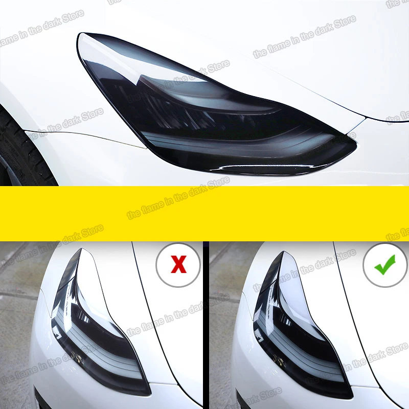 

Lsrtw2017 TPU Transparent Black Car Headlight Protective Film Sticker for Tesla Roadster 2016 2017 2018 2019 2020