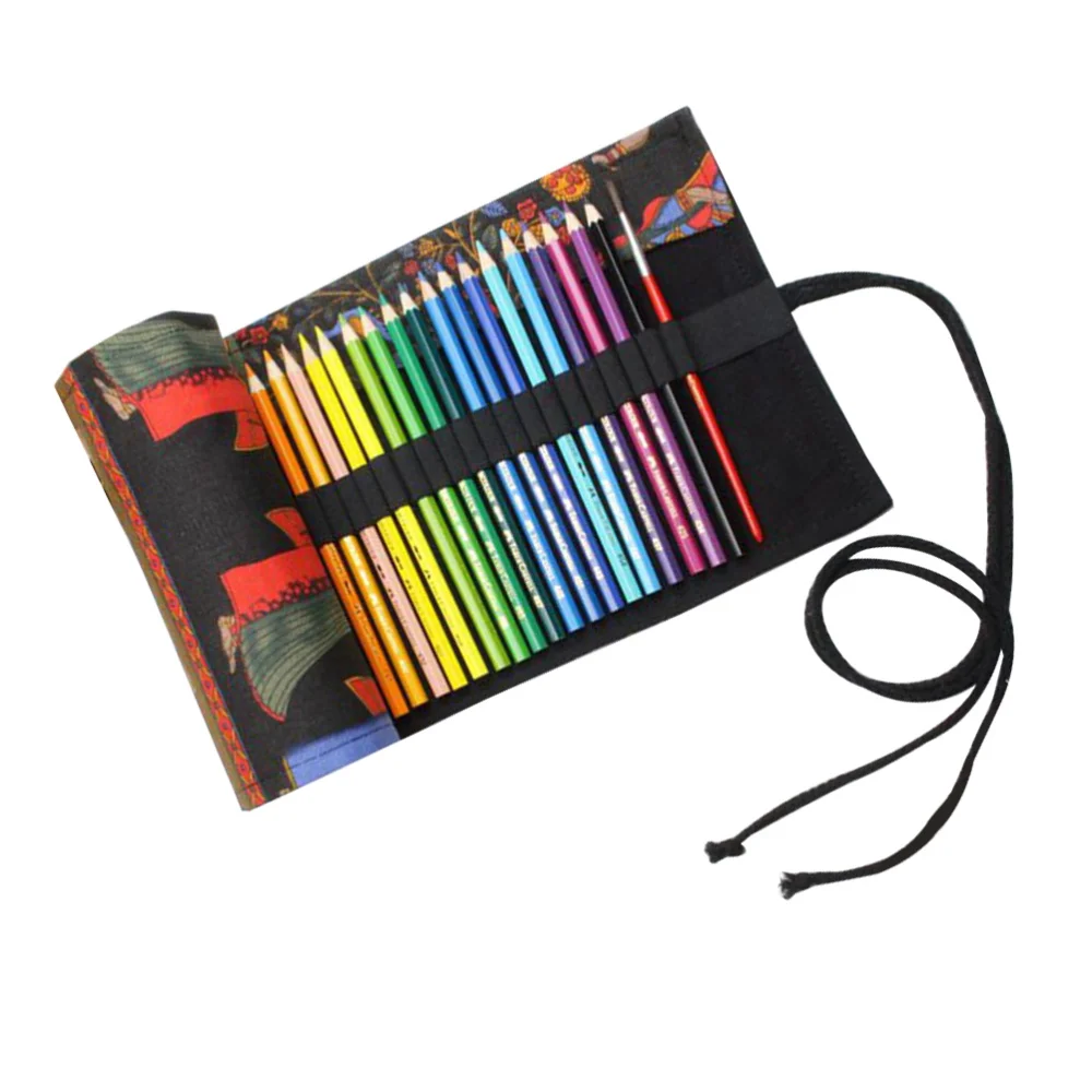 

1pc 36 Slots Printing Paint Brush Holder Durable Canvas Holder Rollup for Artist Watercolor Oil Paint Brush Tools Pens Pencils(T
