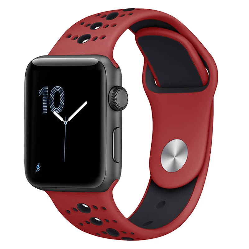 Дышащий силиконовый спортивный ремешок для Apple Watch 5 4 3 2 1 42 мм 38 мм резиновый ремешок для Iwatch 5 4 3 40 мм 44 мм - Цвет ремешка: Color 6