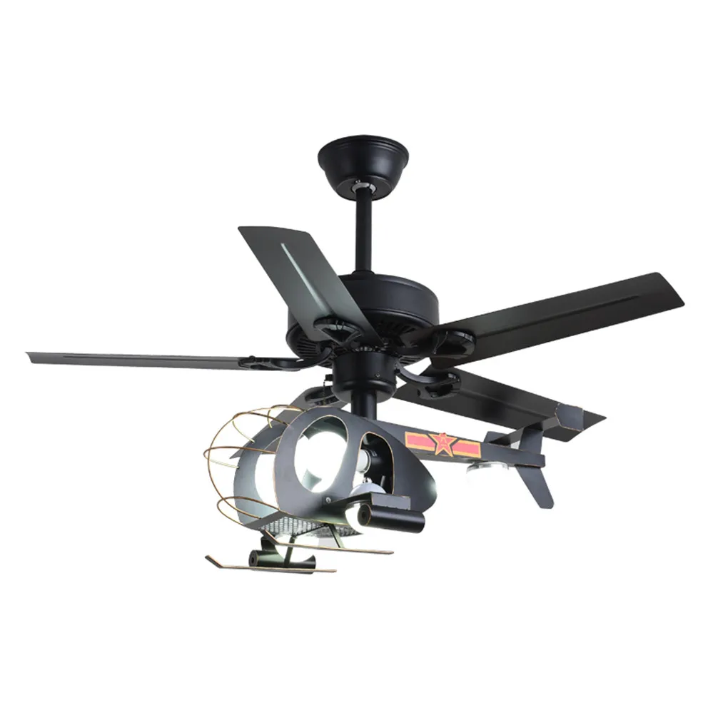 Children's room led ceiling fan boy bedroom aircraft decoration hanging lamp kindergarten indoor remote control lighting fixture | Лампы и