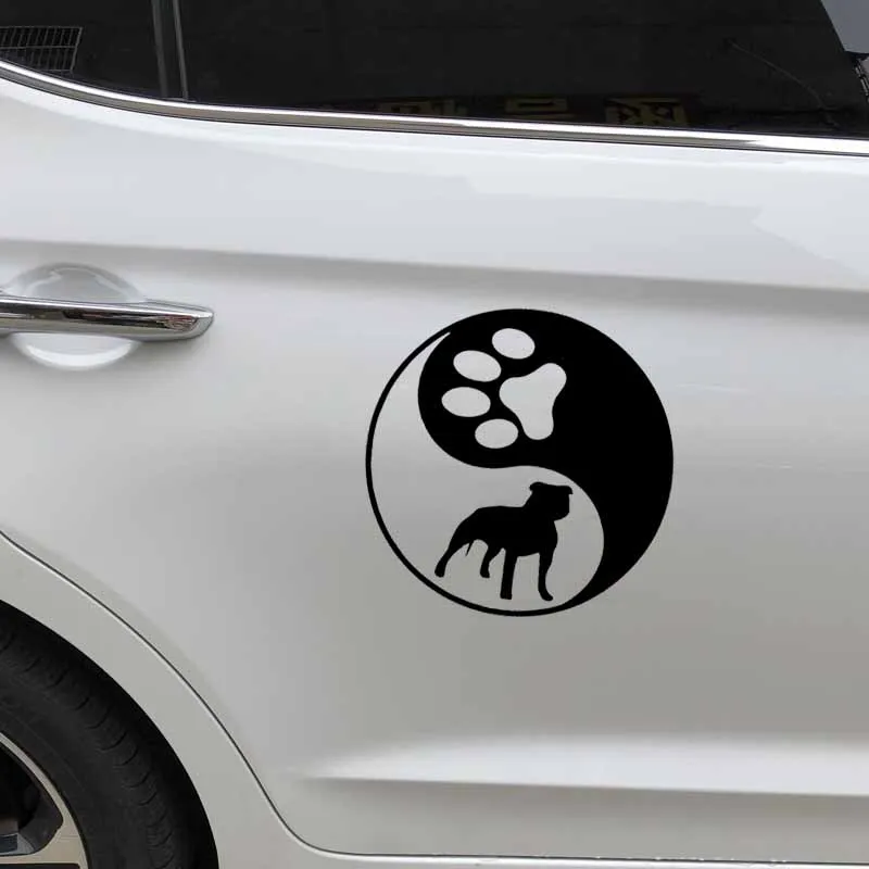 YJZT 15x15 см художественная Автомобильная наклейка Yin Yang Pitbull Dog American Bully Виниловая