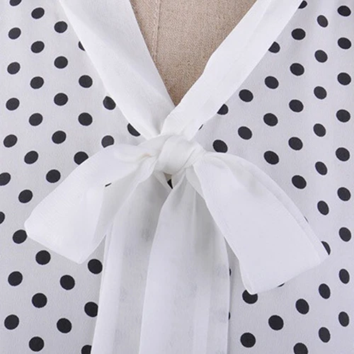

Trend Women's Shirts Summer Polka Dot Bowknot Chiffon Shirt Loose Long Sleeve Blouse Top Plus Size Casual Formal Tops Ladies