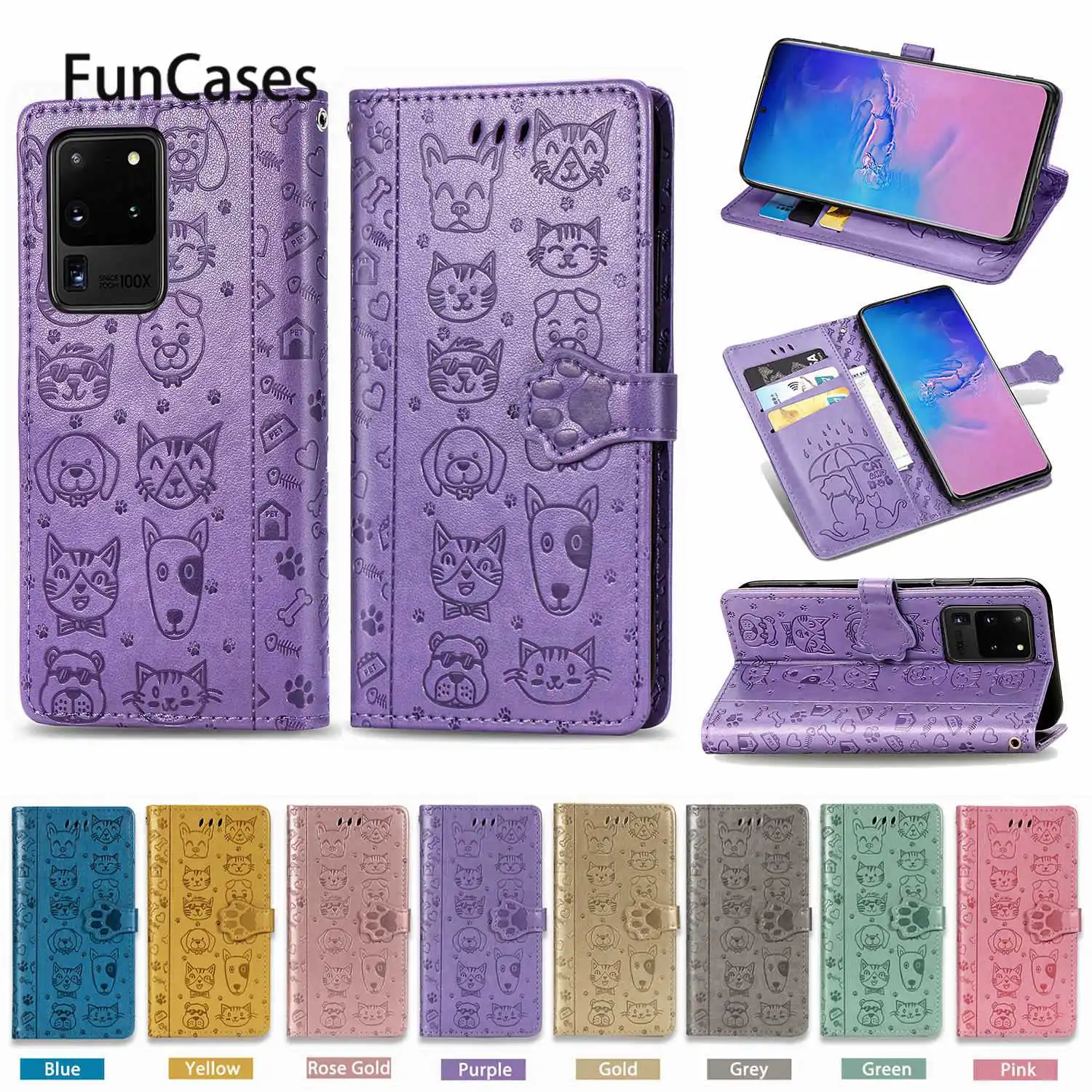 Милый чехол книжка с кошельком для Samsung S9 Plus Galaxy + S20 Ultra S10 Lite S8 S10E Movil блестящие