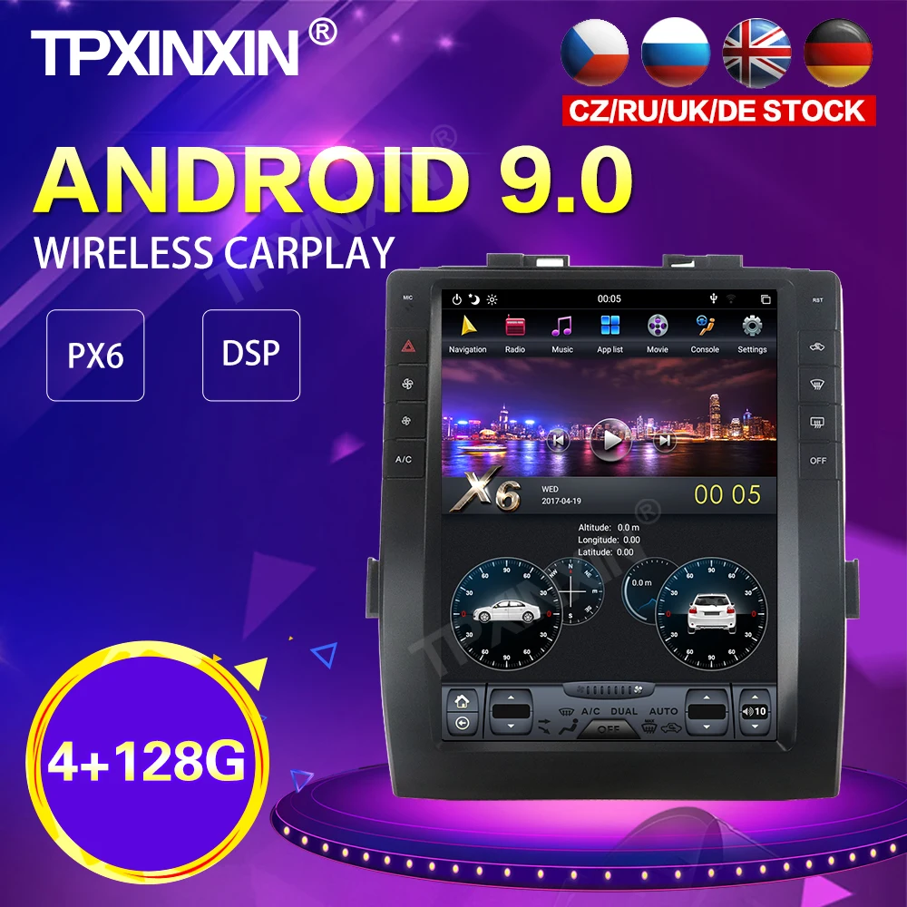 

Автомобильный радиоприемник PX6, Android 9,0, 4 + 128G, в стиле Tesla, для Toyota Alphard 2015-2019, GPS-навигация, головное устройство, DSP Carplay