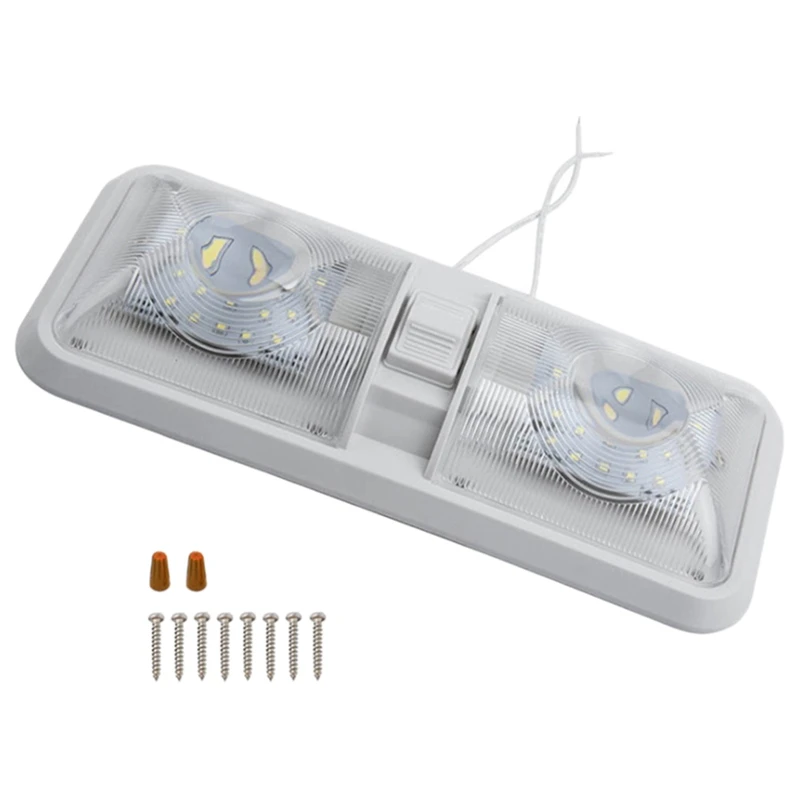 

Auto Accessories for RV LED 12V Waterproof Reading Light Ceiling Fixture Double Dome Light for Camper TraiLer RV