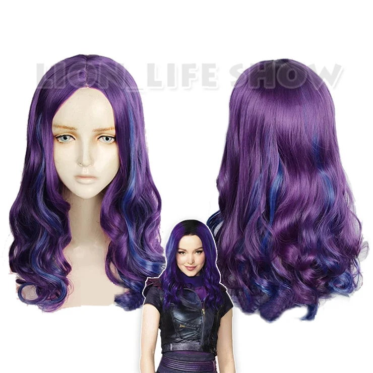 

Mal Cosplay Wigs Descendants 3 Women Fashion Curly Wig Cosplay Costume Heat Resistant Synthetic Hair