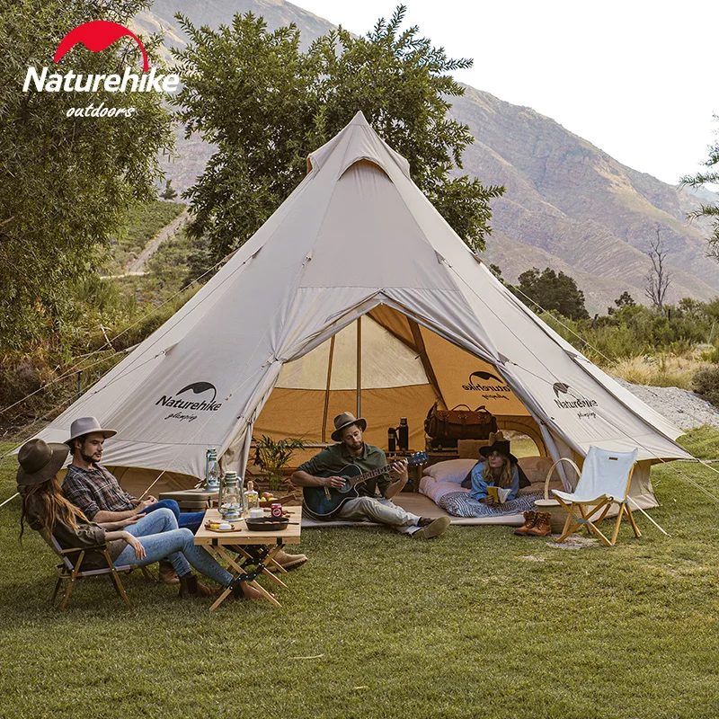 Online Naturehike Brighten20 Zelt Baumwolle Tuch 20 ㎡ Große Pyramide Zelt 3-4 Person Outdoor Winddicht Verdickt Camping Zelt Familie Picknick