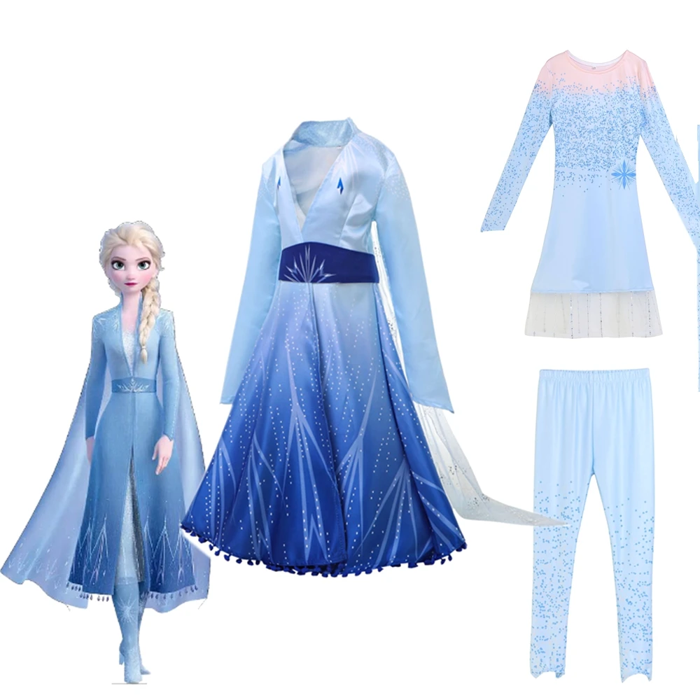 Elsa Full Set Комплект из 3 предметов, «Холодное сердце» 2 платье Эльзы одежда для маленьких девочек принцессы Анны из мультфильма «Холодное сердце»; комплект костюм в стиле Снежной Королевы; нарядная одежда на Рождество, карнавал, Косплэй костюм для девочек подарок на день рождения - Цвет: Elsa Full Set