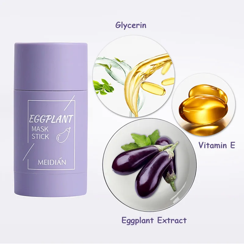 

Beauty Face Mask Skin Eggplant Extract Green Tea Mask Stick Cleans Pores Dirt Moisturizing Hydrating Whitening Care Face Tools