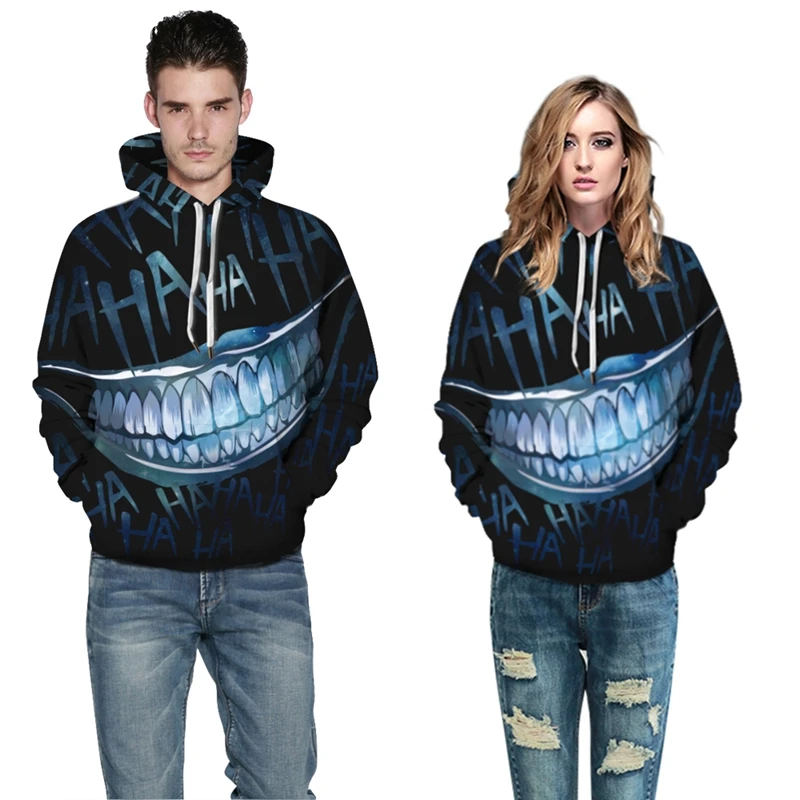 

Lyprerazy Women Men 3D Hoodie Halloween Crazy Smile Pullover Long Sleeve Sweatshirt Unisex Fashion Hip Hop Streetwear Hoodies