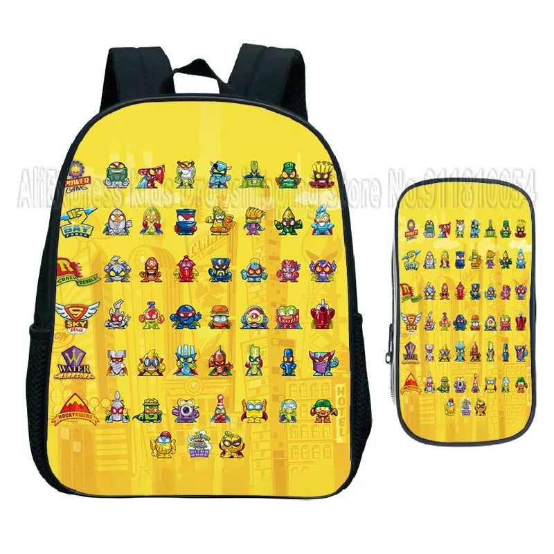 

Kids Cartoon Anime Kindergarten Backpack 2pcs Set with Pen Bag Children Superthings Power Machines Super Zings7 Mini Knapsack