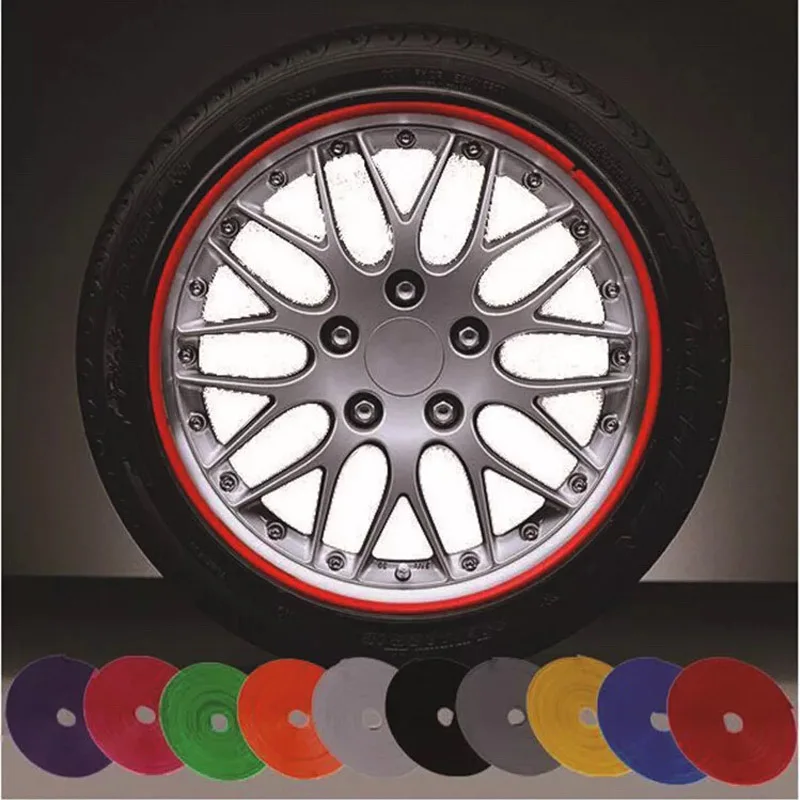 

8m Car Wheel Protection Wheel Sticker Decorative Strip Protection Care Cover Drop Boat Car Accessories Black Red