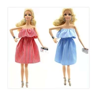 fashion striped off shoulder dress for barbie clothes party gown princess dancing vestidos 16 bjd doll accessory girl toys gift