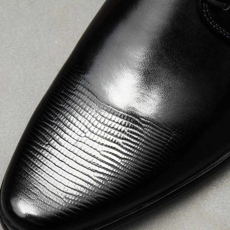 

Black Men Dress Shoes Genuine Leather Office Business Wedding Handmade Brogue Shoes Men Formal Pointed Toe Oxford Mens Shoe