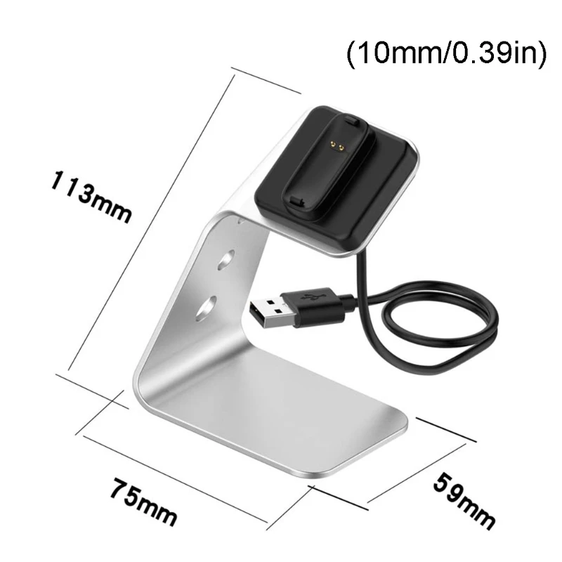 

Metal USB Charging Cable Dock Cradle Station Charger for -Fitbit inspire 2 Watch 831D