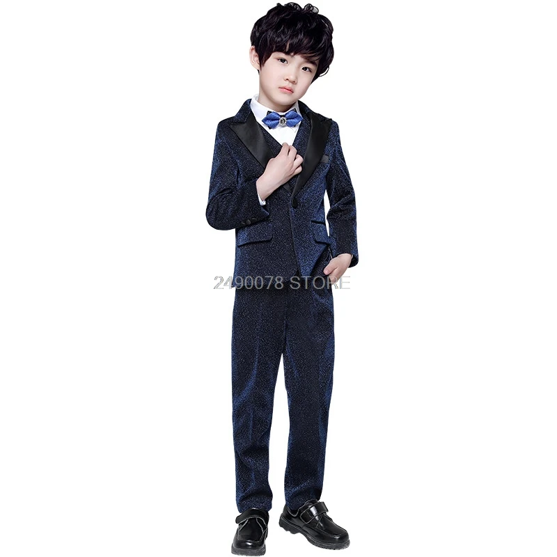 Роскошный костюм для хора мальчиков Детская сияющая куртка штаны бесплатная