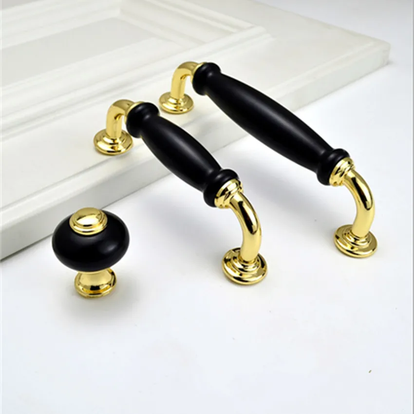 

128mm modern simple fashion gold chrome kitchen cabinet wardrobe door handle 96mm black ceramic drawer tv cabinet cupboard knob