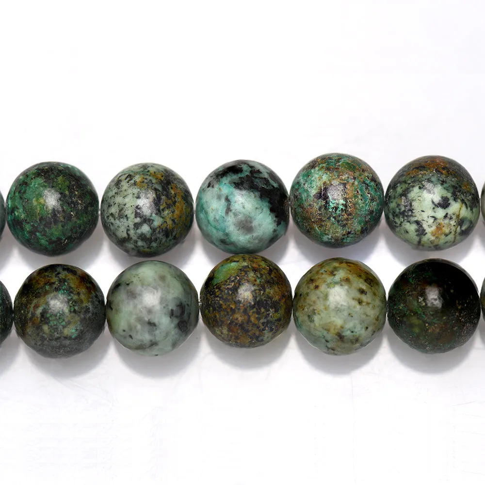 Натуральные африканские бирюзовые бусины круглые россыпью из камня для