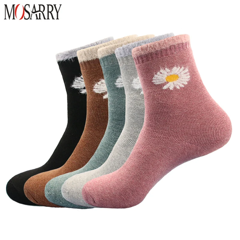 

Носки женские зимние, хлопковые, с вышивкой Маргаритки