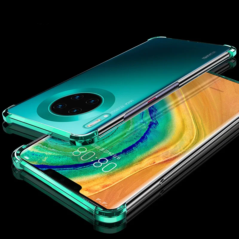Green Mate 30 3D Laser elec-покрытие подушка безопасности Чехол для huawei mate 30 20 Pro Lite X чехол анти-шок прозрачный для huawei - Цвет: Green
