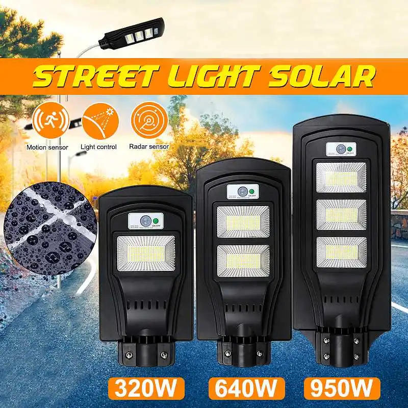 

320W 640W 950W LED Solar Street Light Outdoor Lighting Garden Yard Wall Highway Parking Lot IP65 Waterproof Security Solar Lamp