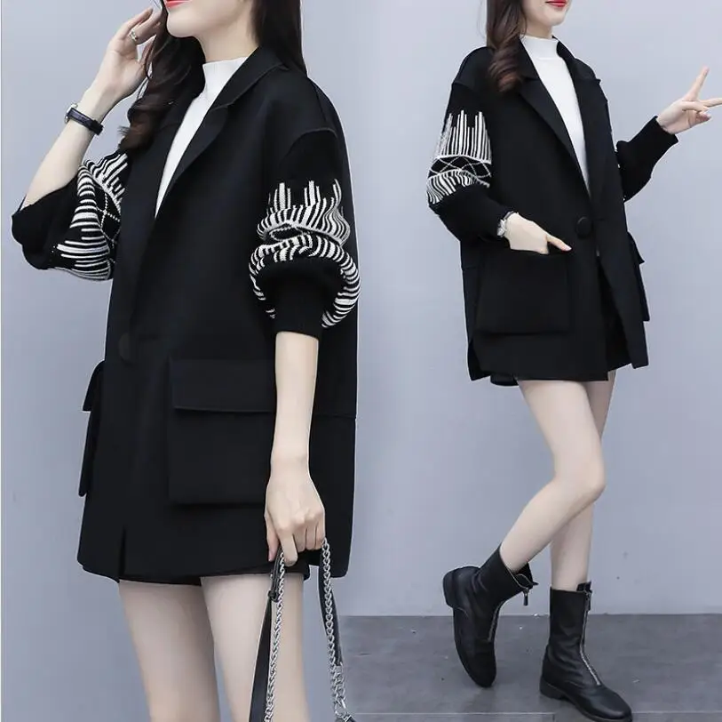 

Новинка 2020, Женское пальто, Короткое шерстяное женское черное пальто на сезон осень-зима, маленькая Толстая кашемировая ткань, № 7.