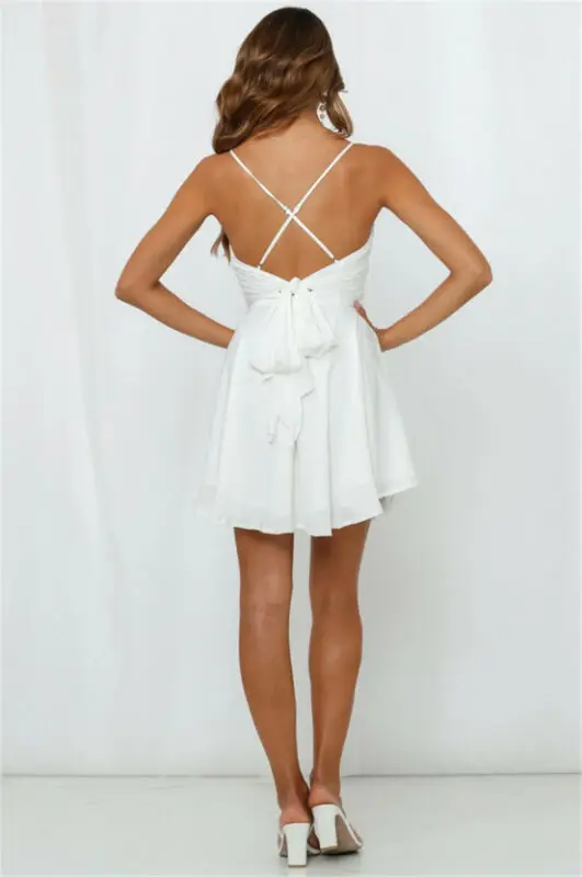 Летнее женское однотонное богемное платье с v образным вырезом и коротким