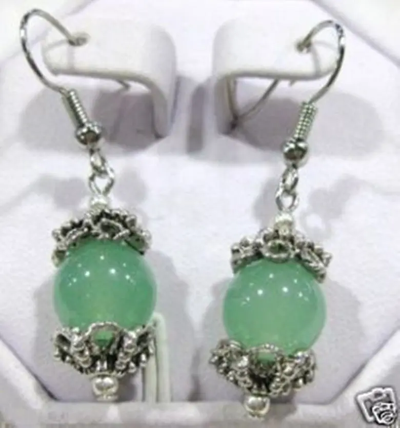+ 2013 хит продаж красивые тибетские серебряные зеленые нефритовые серьги 18 к GP