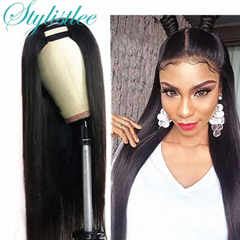 

Natural Black U Part Wig Straight Hair Machine Human Hair Wig For Women Glueless U part Human Hair Pre Plucked Remy Brazilian