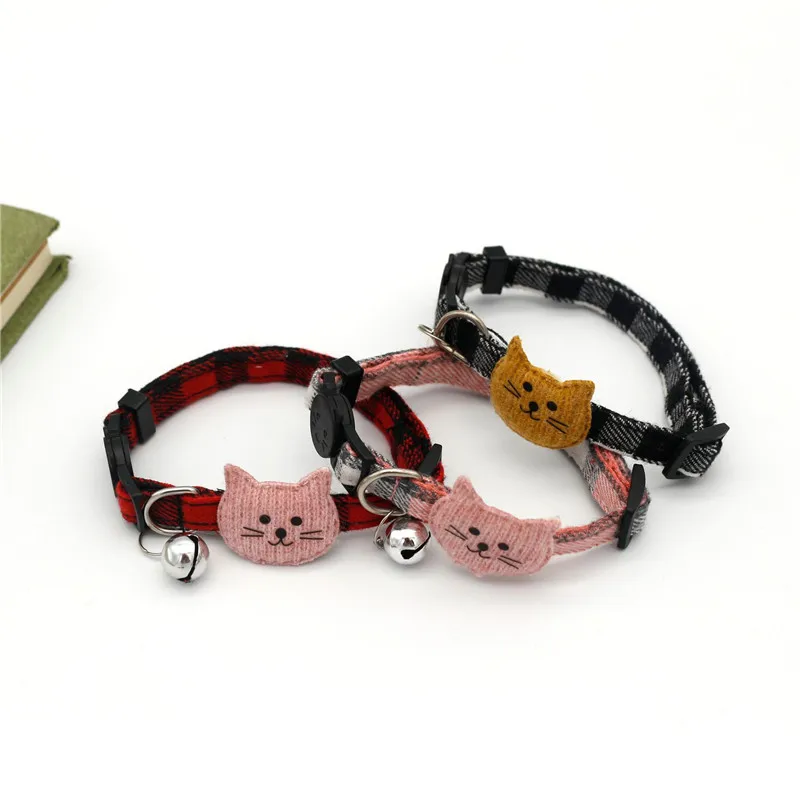 Новинка клетчатый тканевый Колокольчик в форме головы кошки кошек для домашних
