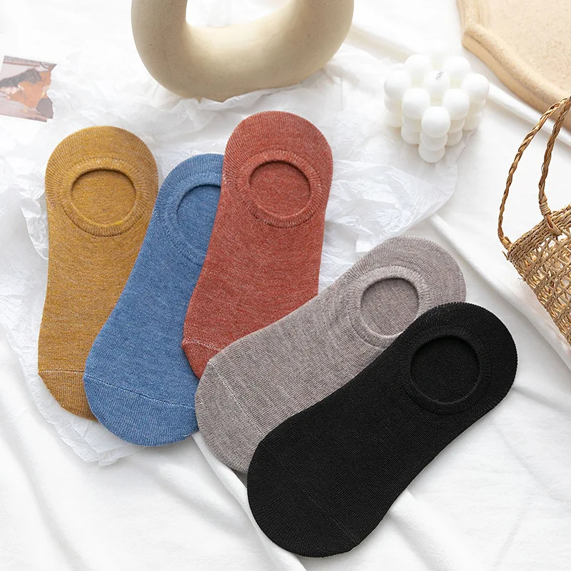 

5 пар, женские носки, носки из дышащей ткани, твердые Цвет лодка удобные носки из хлопка носки до лодыжки Pinstrip невидимые короткие носки