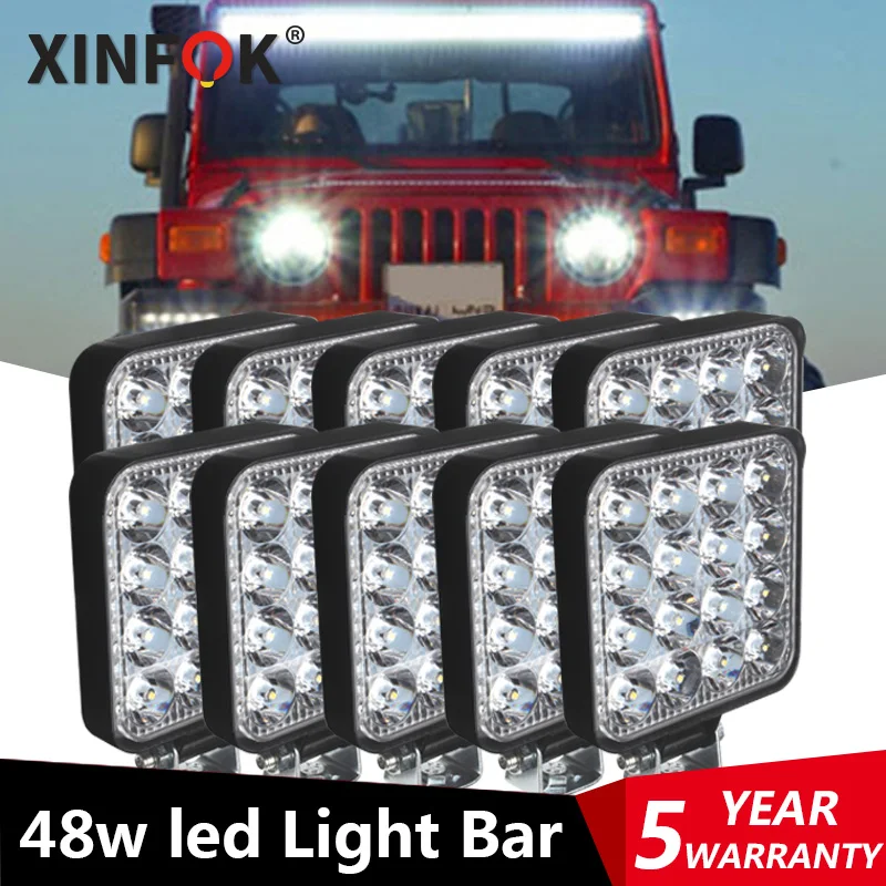 Car LED Spotlights 12 24V Work Lights For Trucks Construction Vehicles Excavators Towing Vehicles Headlights Are Super Bright