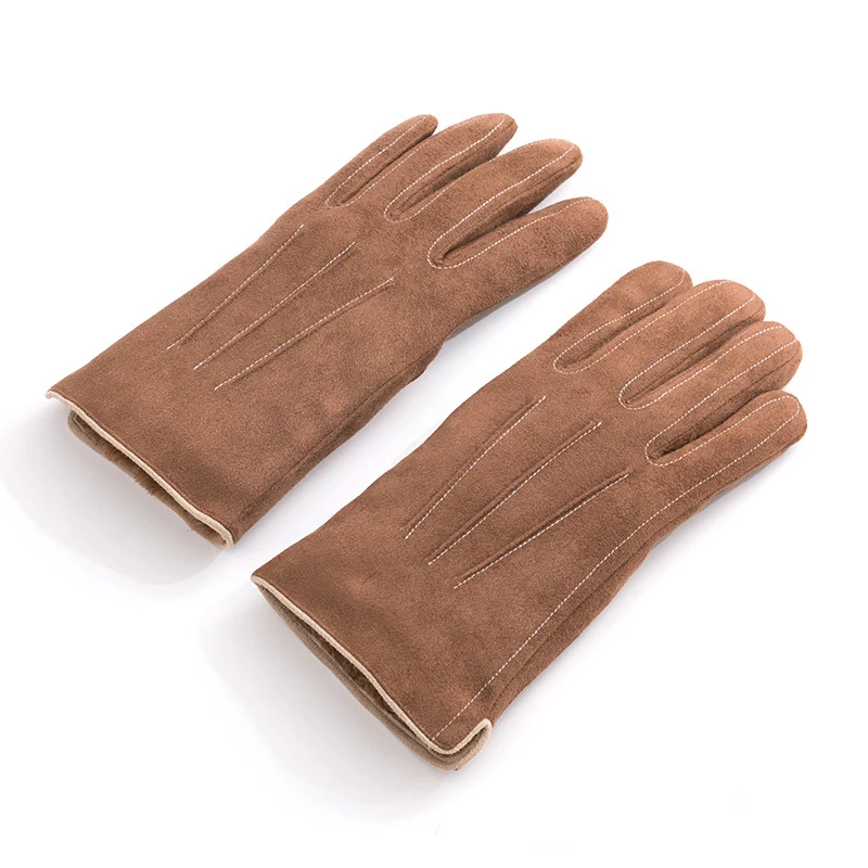 

Man Winter Keep Warm Touch Screen Plus Velvet Inside Gloves Male Fashion Simple Style Thicken Suede Fabric Outdoor Gloves