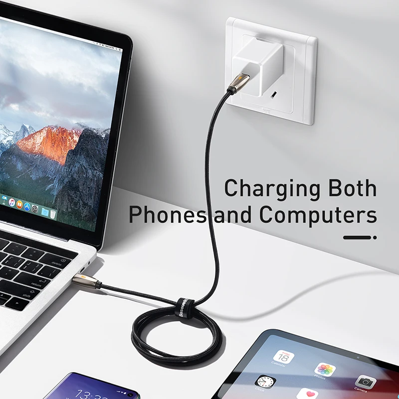 Baseus usb type C to type C кабель для samsung S10 MacBook Pro светодиодный 60 Вт PD кабель для быстрой зарядки 4,0 type USB-C