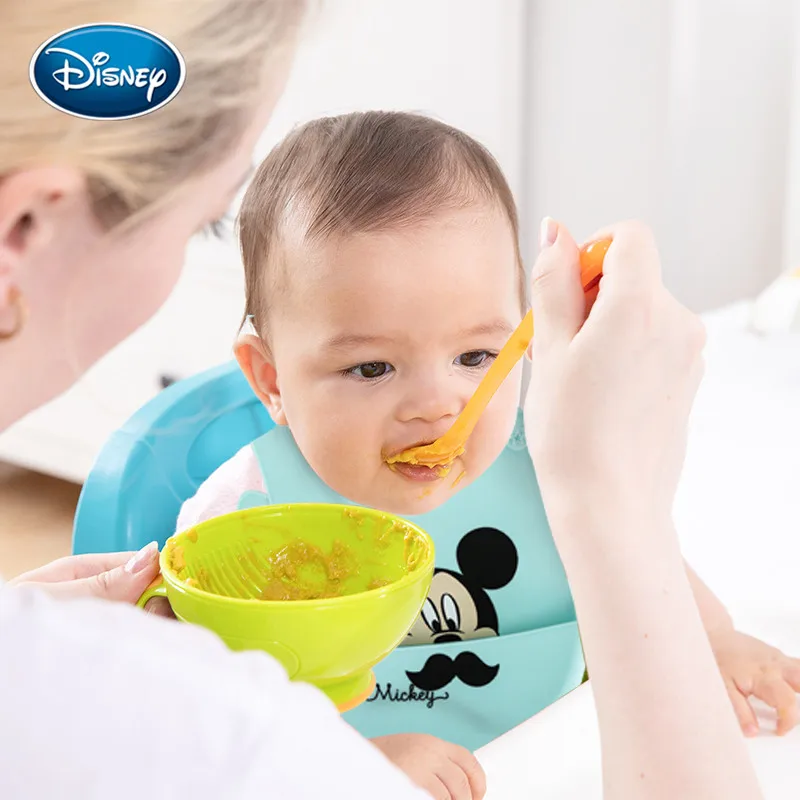Силиконовый слюнявчик Еду ребенка Disney водонепроницаемый супермягкий кармашек